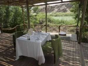 Posterazzi Table for lunch in cabin of Serra Cafema Camp River Hartmann Valley Kunene Namibia Poster Print, (12 x 16)