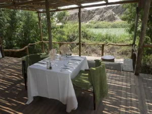 Posterazzi Table for lunch in cabin of Serra Cafema Camp River Hartmann Valley Kunene Namibia Poster Print, (9 x 12)