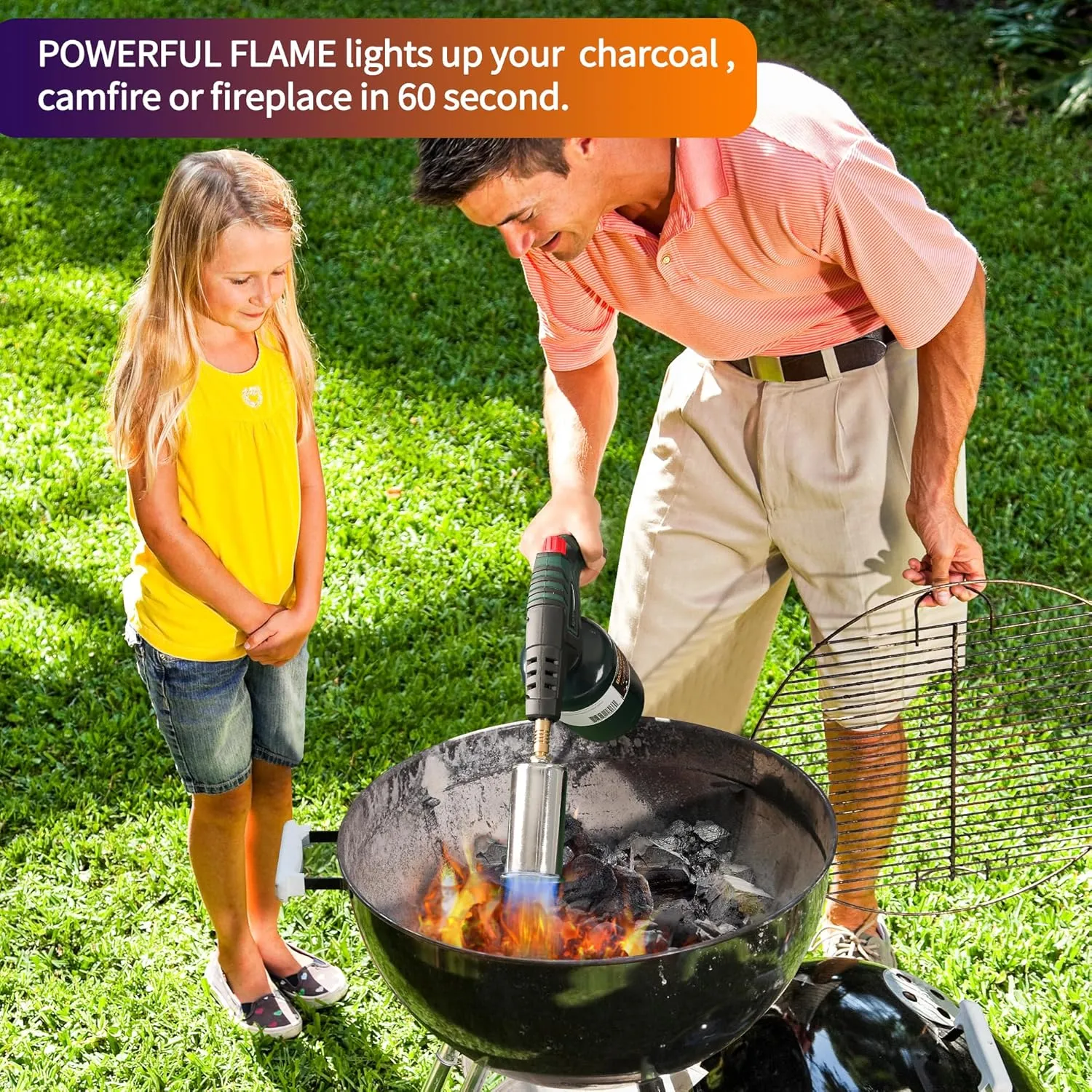 POWERFUL Grill Torch Charcoal Starter,Propane Searing Torch, Charcoal Lighter,Fire Starter, Sous Vide,Kitchen Lighter, BBQ Grill Torch Gun,Cooking Torch (Fuel Not Included)
