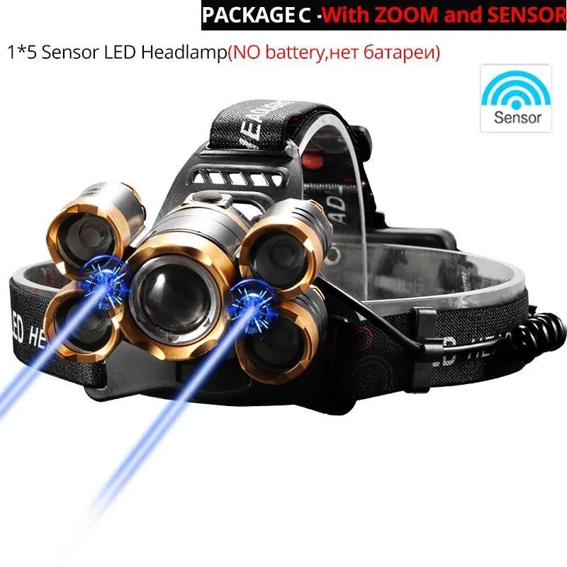 Powerful LED Headlight headlamp 5LED T6 Head Lamp 8000lumens Flashlight Torch head light Best For Camping, fishing