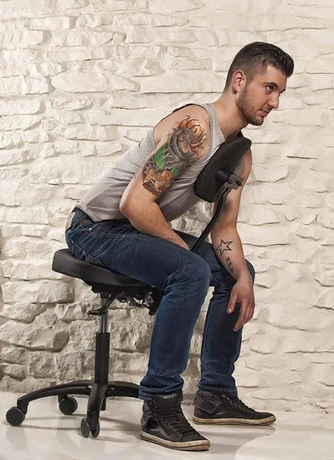Precision Professional Tattoo Stool - Black and Silver