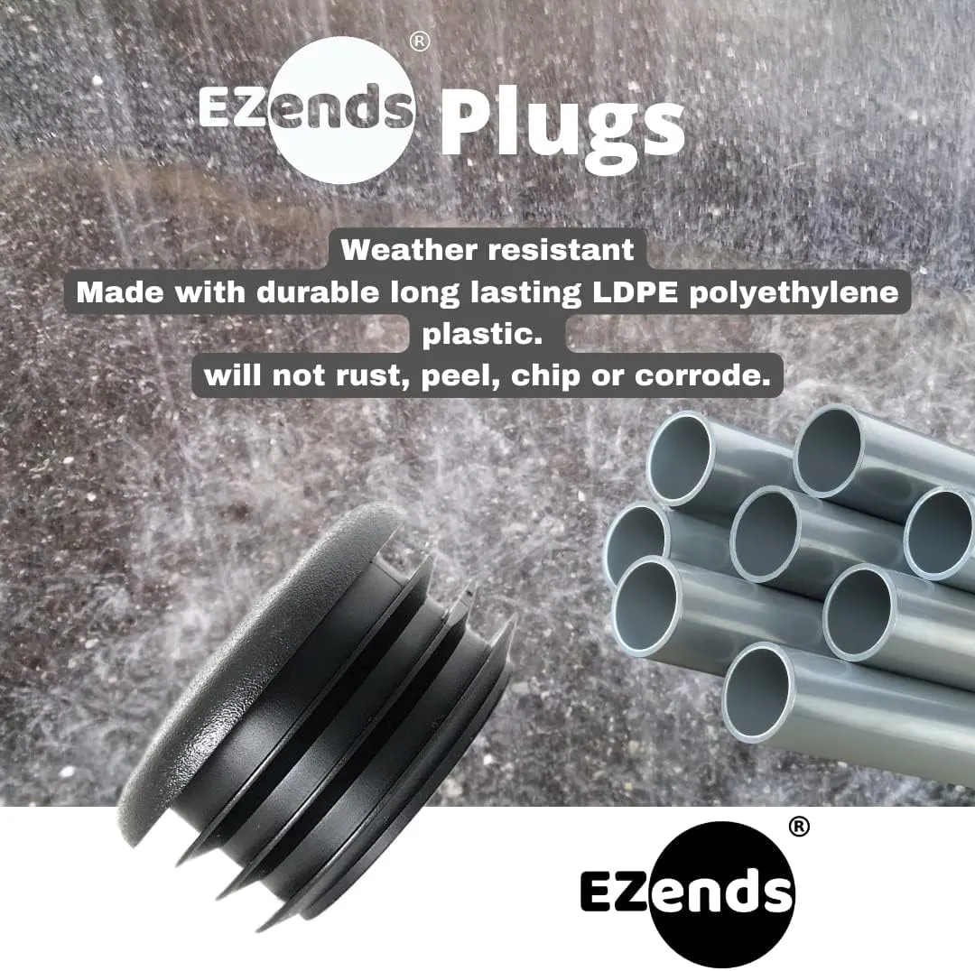 Premium Grade 1 1/4 Inch Round Plastic Plugs, Extra Durable 14-20 Gauge (50 Pack) Pipe Plug Tubing End Cap, Black Round End Caps, Durable Chair Glide Sliders, Furniture Floor Protection.