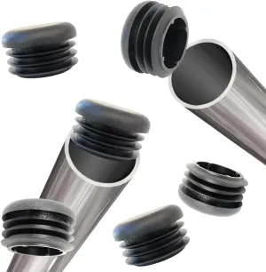 Premium Grade 1 1/4 Inch Round Plastic Plugs, Extra Durable 14-20 Gauge (50 Pack) Pipe Plug Tubing End Cap, Black Round End Caps, Durable Chair Glide Sliders, Furniture Floor Protection.