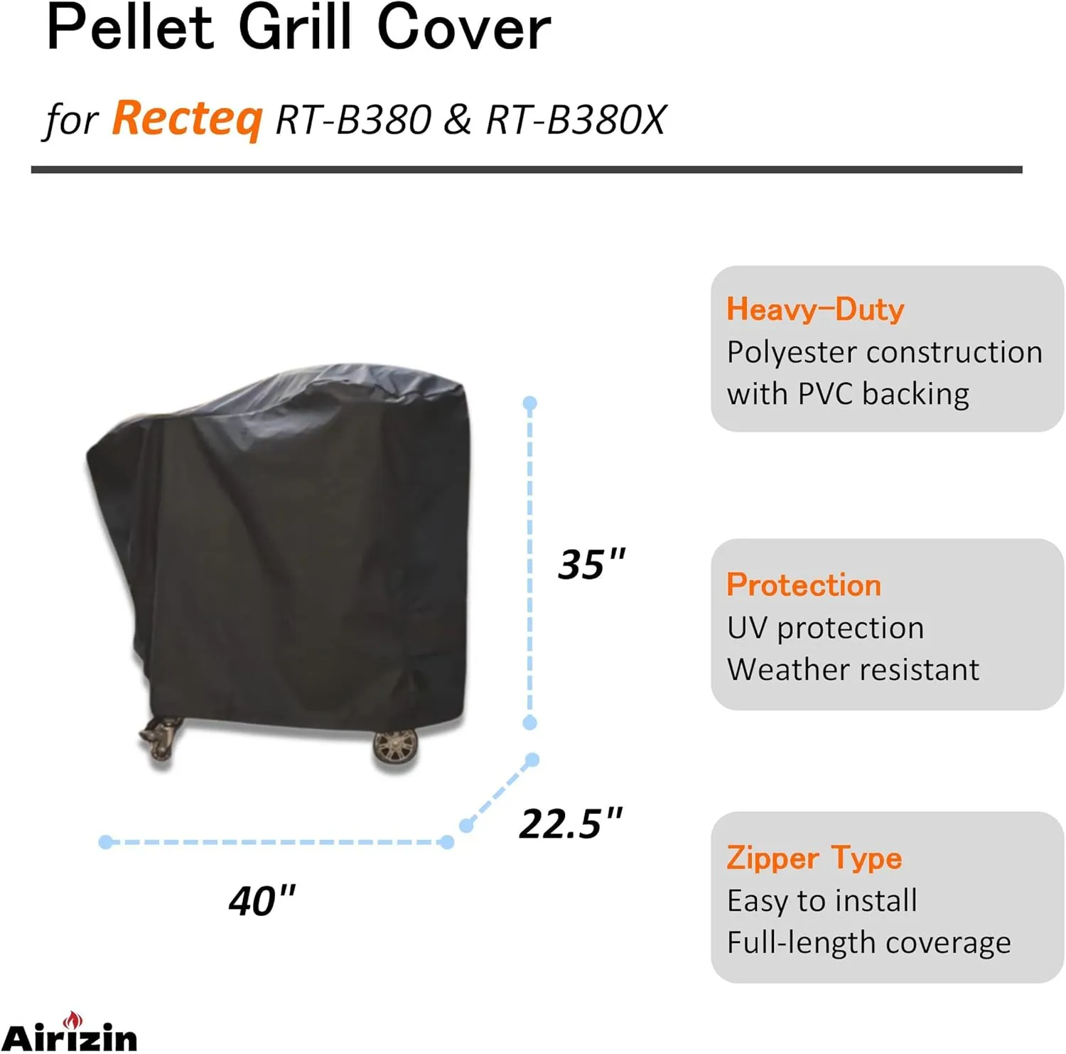 Premium Grill Cover Replacement for Recteq RT-B380 & RT-B380X Bullseye Wood Pellet Grill,for Rec Tec/Recteq RT-B380x Bullseye Deluxe Grill Accessories