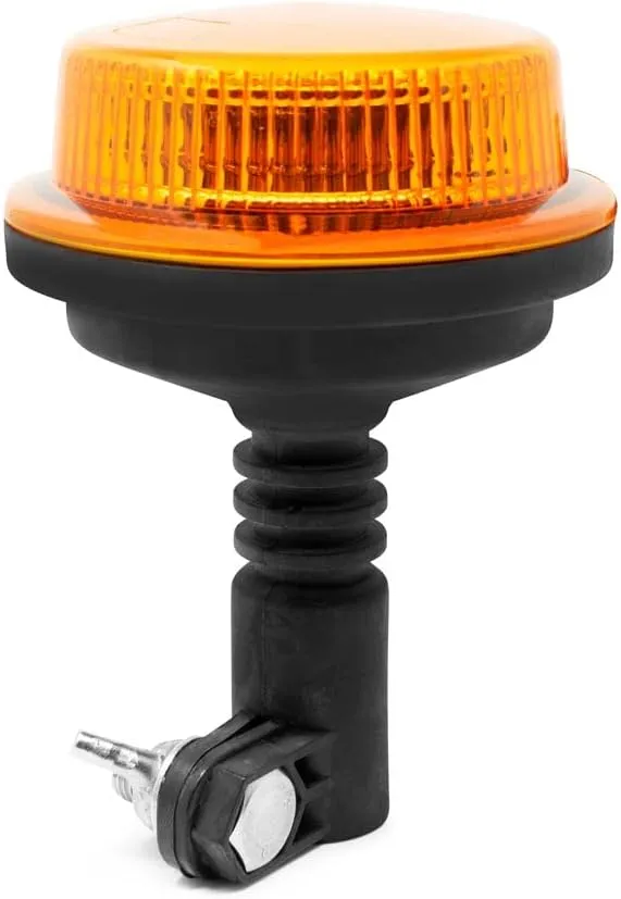 Pro LED 2832APLM DIN Pole Mount Amber Lens, Amber LED Flashing Light Beacon with Quad Flash Pattern, Flexible Shock Absorbing Mount - 10-30 Volt DC