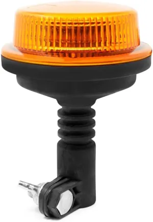 Pro LED 2832APLM DIN Pole Mount Amber Lens, Amber LED Flashing Light Beacon with Quad Flash Pattern, Flexible Shock Absorbing Mount - 10-30 Volt DC