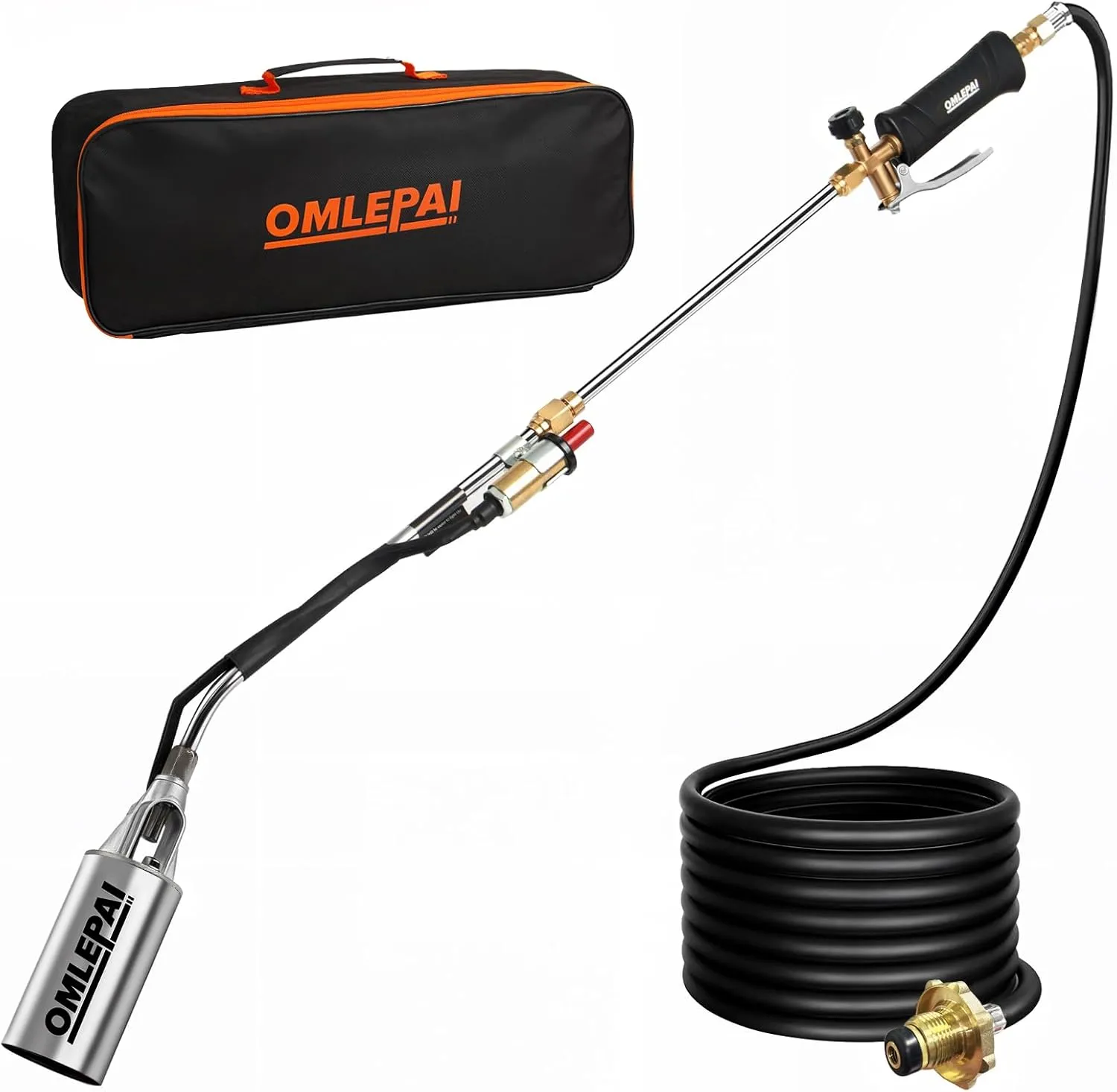 Propane Torch Weed Burner, High Output 1,800,000 BTU with 10FT Hose and Storage Bag, Heavy Duty Blow Torch Flamethrower with Turbo Trigger, Weed Torch for Ice Snow,Roof Asphalt,Road Marking