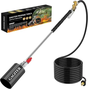 Propane Torch Weed Burner Kit,High Output 2,400,000 BTU with Self Igniter,Heavy Duty Blow Torch Flamethrower with Turbo Trigger and 10FT Hose for Flame Weeding,Roof Asphalt,Ice Snow,Road Marking-Black