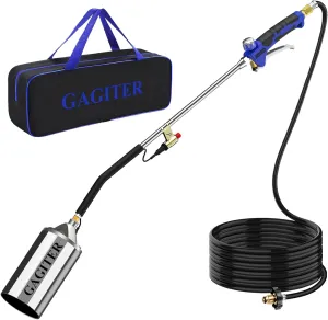 Propane Torch Weed Burner Kit,High Output 2,400,000 BTU with Storage Bag and 10FT Hose,Heavy Duty Blow Torch Flamethrower with Turbo Trigger for Flame Weeding,Roof Asphalt,Ice Snow,Road Marking