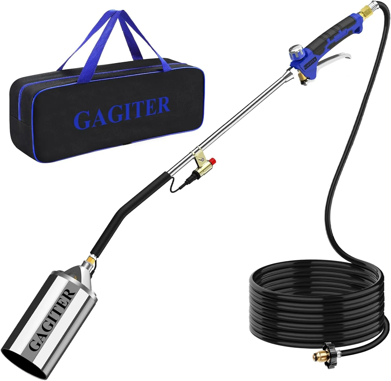Propane Torch Weed Burner Kit,High Output 2,400,000 BTU with Storage Bag and 10FT Hose,Heavy Duty Blow Torch Flamethrower with Turbo Trigger for Flame Weeding,Roof Asphalt,Ice Snow,Road Marking