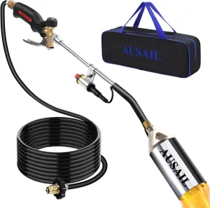 Propane Torch Weed Burner with Storage Bag,Blow Torch,Heavy Duty,High Output 1,800,000 BTU,Flamethrower with Turbo Trigger Push Button Igniter and 10 FT Hose for Roof Asphalt,Ice Snow,Road Marking