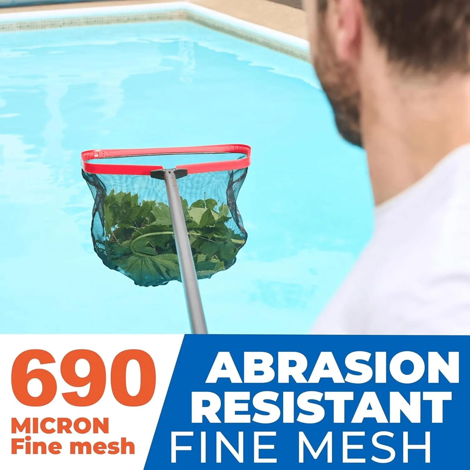 ProTuff 23" Fine Pool Net – “490 Promise” Unlimited, Unconditional Replacement – Cleans 3X Faster Than Vacuums – Wide Pool Skimmer Net with Deep Bag for Easy Maintenance of Leaves, Bugs & Debris