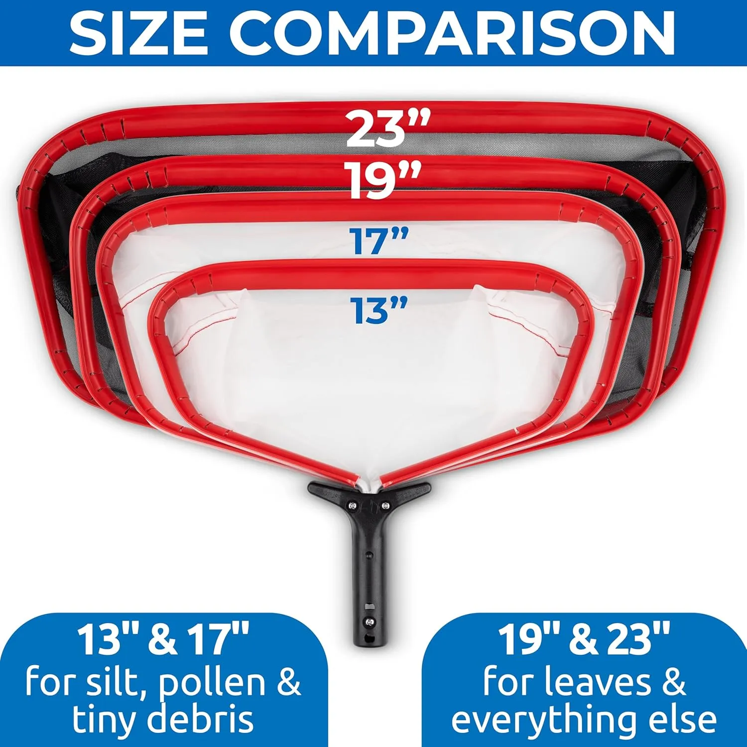 ProTuff Silt & Leaf Rake Bundle - Unlimited Free Replacements - 2-Items: 23 Inch Medium & 17 inch Fine Mesh Pool Cleaner for Sand, Silt, Pollen, Leaves & Twigs - Nearly 24 & 18 inch