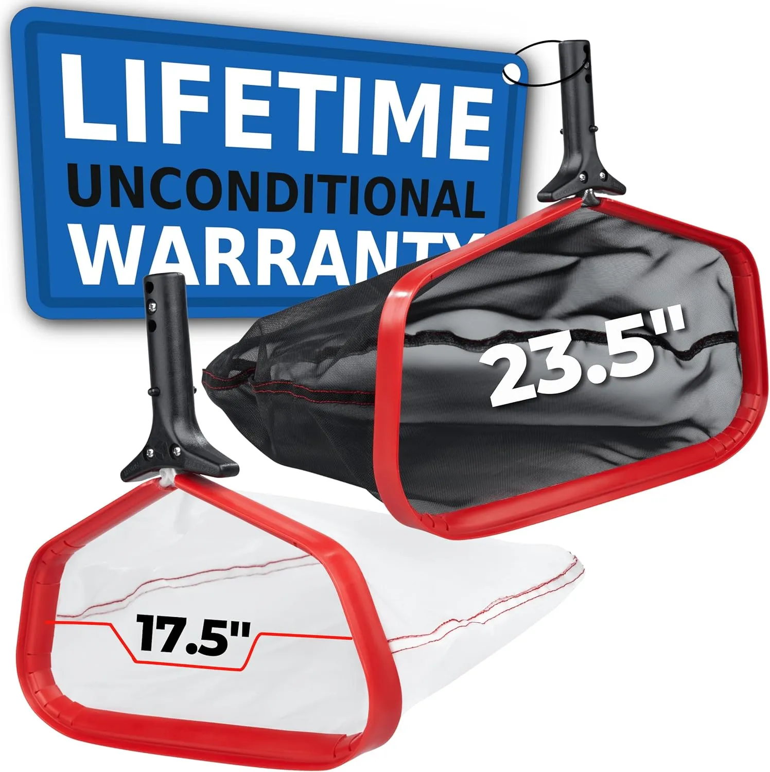 ProTuff Silt & Leaf Rake Bundle - Unlimited Free Replacements - 2-Items: 23 Inch Medium & 17 inch Fine Mesh Pool Cleaner for Sand, Silt, Pollen, Leaves & Twigs - Nearly 24 & 18 inch