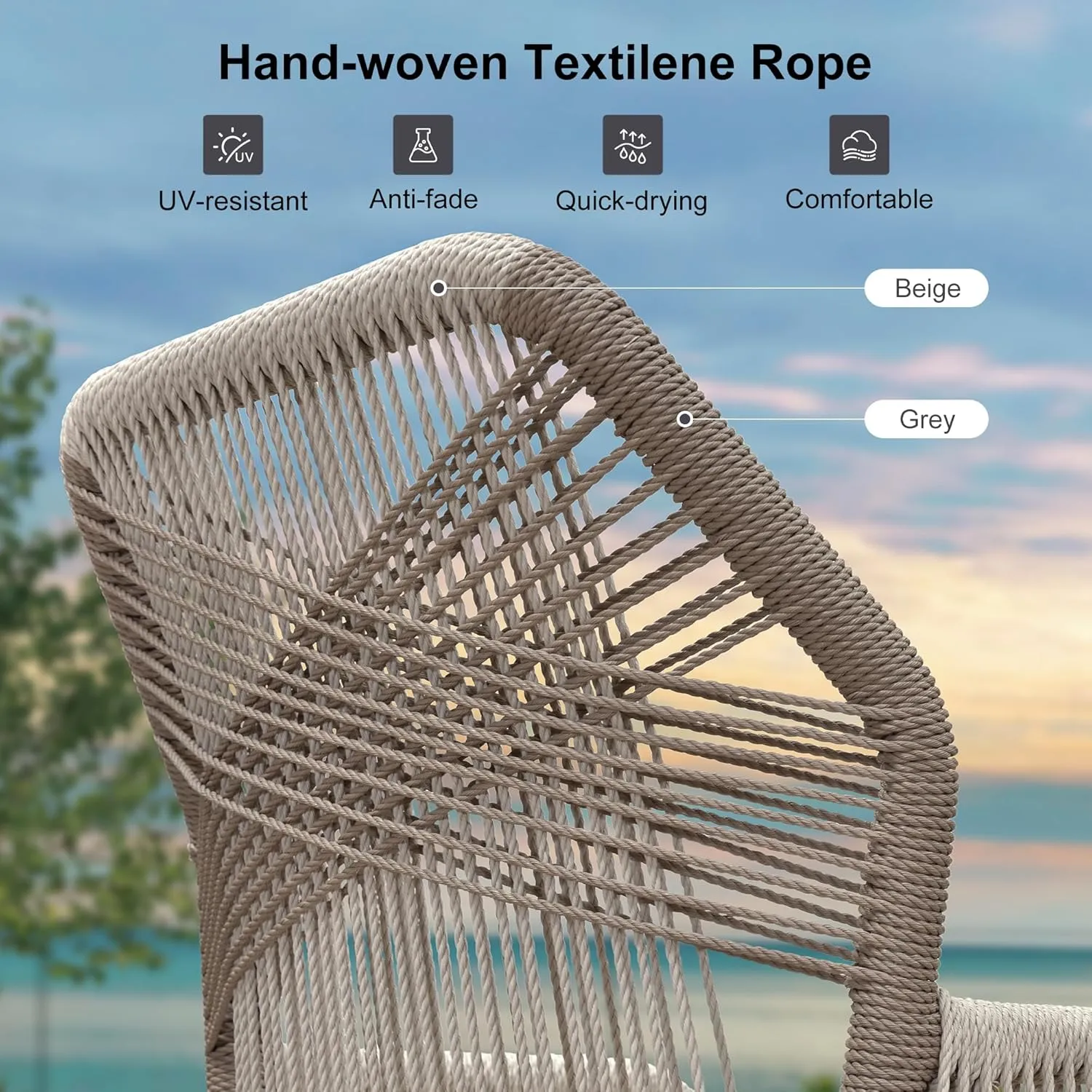 PURPLE LEAF 2 Pieces Counter Height Bar Stools Patio Boho Rattan Barstools Aluminum Woven Bar Chairs with Cushions for Outdoor Kitchen Island Garden
