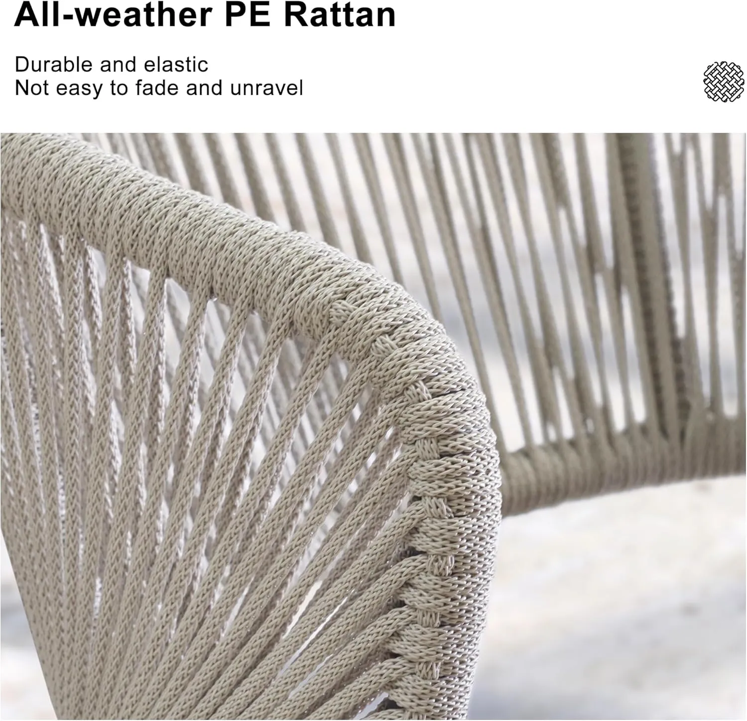 PURPLE LEAF Bar Stool Set of 2 Outdoor Bar Chairs with Footrest Bar Height Stools for Indoor Wicker Dark Gray Barstools