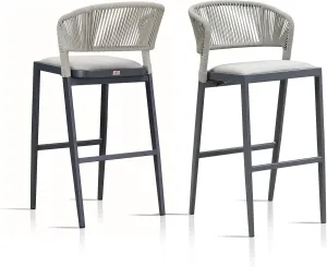 PURPLE LEAF Bar Stool Set of 2 Outdoor Bar Chairs with Footrest Bar Height Stools for Indoor Wicker Dark Gray Barstools