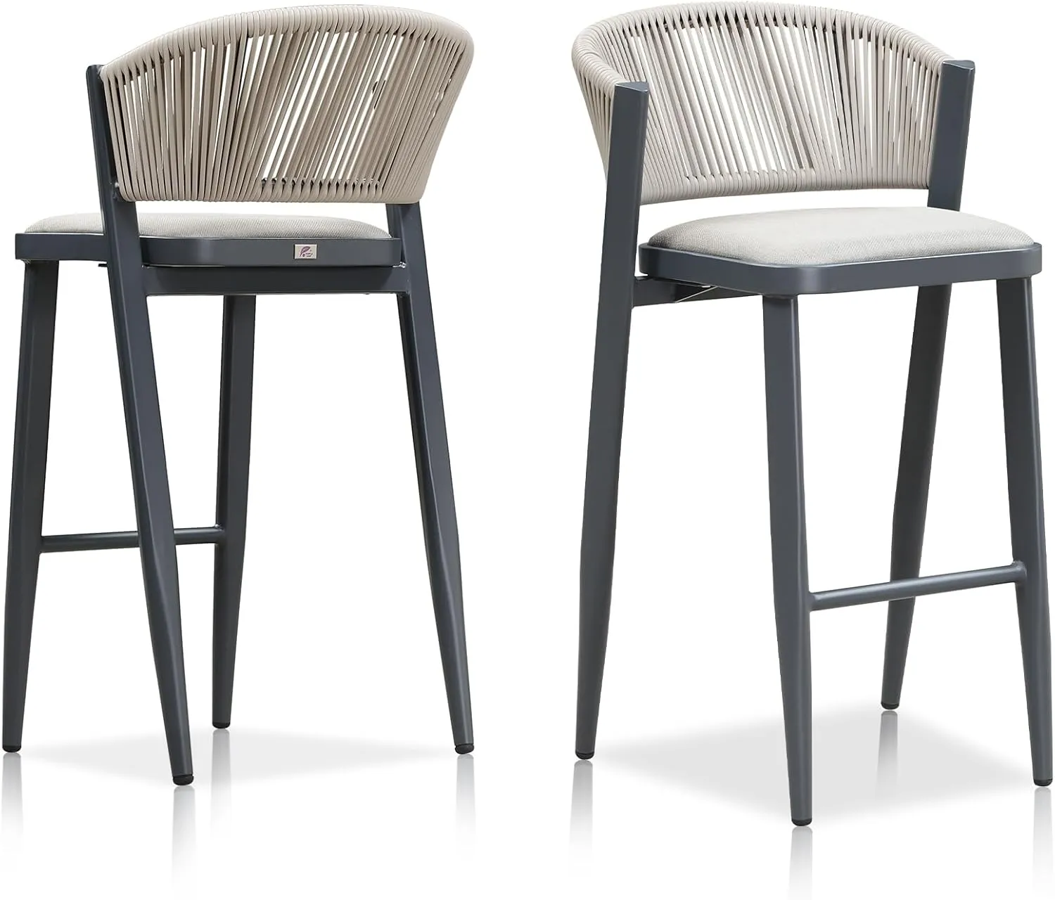 PURPLE LEAF Bar Stool Set of 2 Outdoor Bar Chairs with Footrest Bar Height Stools for Indoor Wicker Gray Barstools