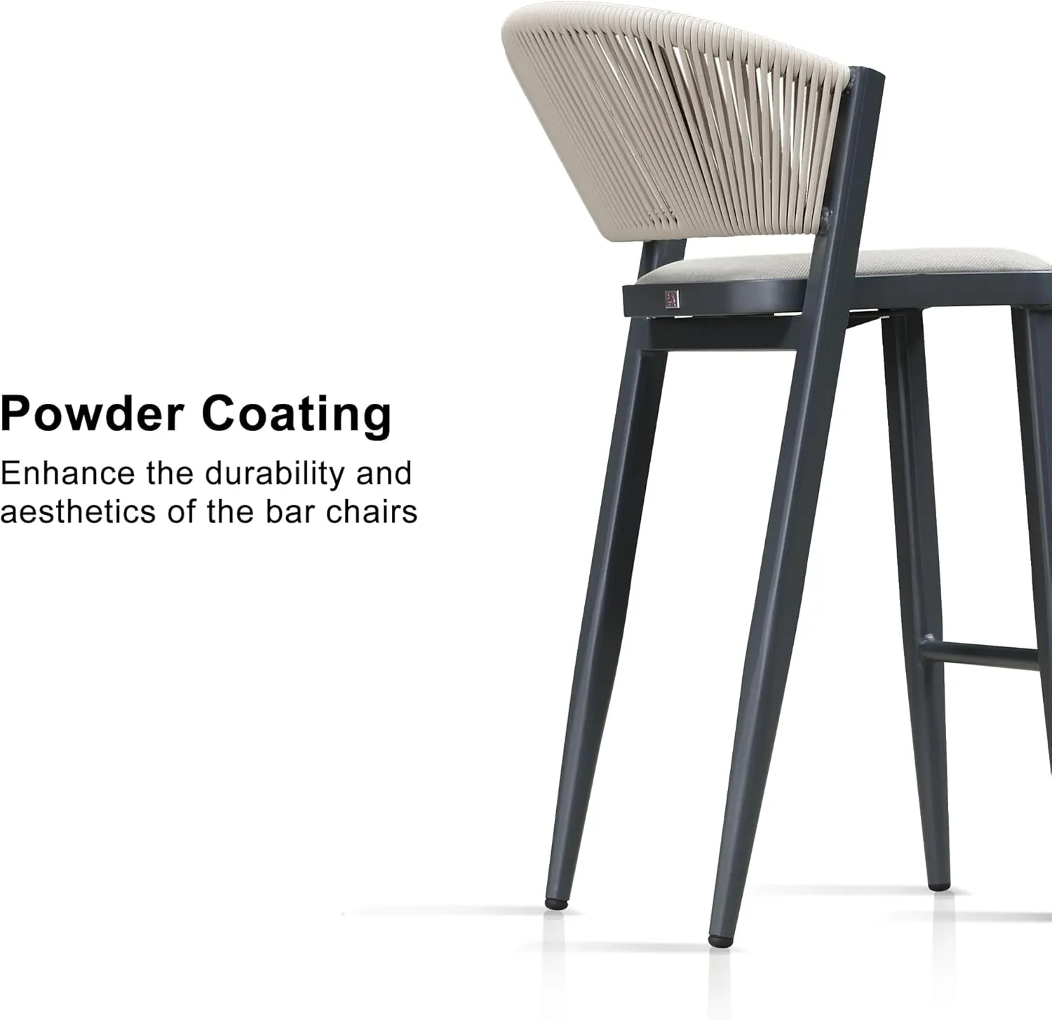 PURPLE LEAF Bar Stool Set of 2 Outdoor Bar Chairs with Footrest Bar Height Stools for Indoor Wicker Gray Barstools