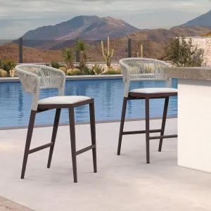 PURPLE LEAF Counter Height Bar Stool Set of 2 Outdoor Bar Stools Modern Bar Height Stools Wicker Barstools for Kitchen Brown Island Chairs