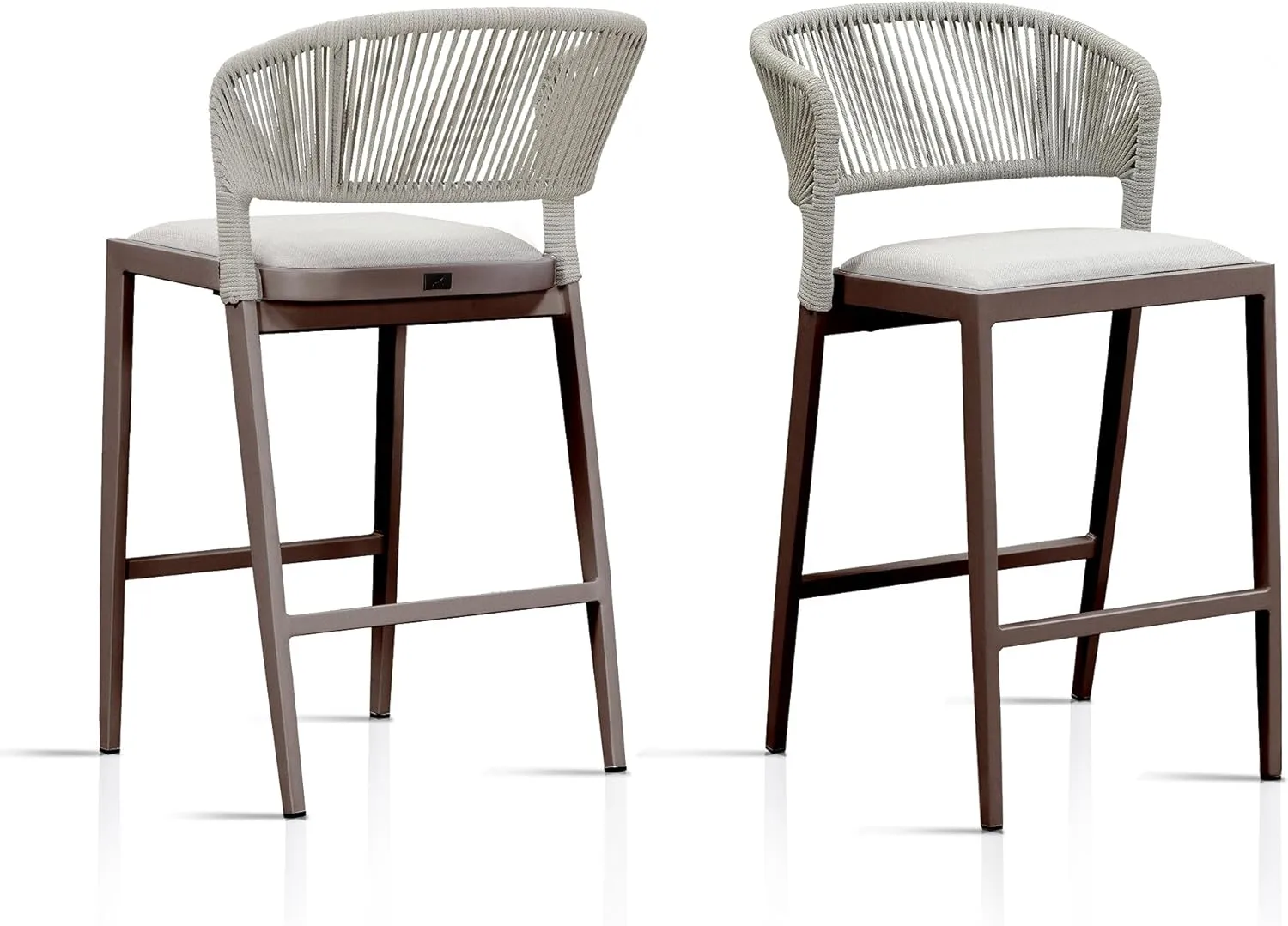 PURPLE LEAF Counter Height Bar Stool Set of 2 Outdoor Bar Stools Modern Bar Height Stools Wicker Barstools for Kitchen Brown Island Chairs