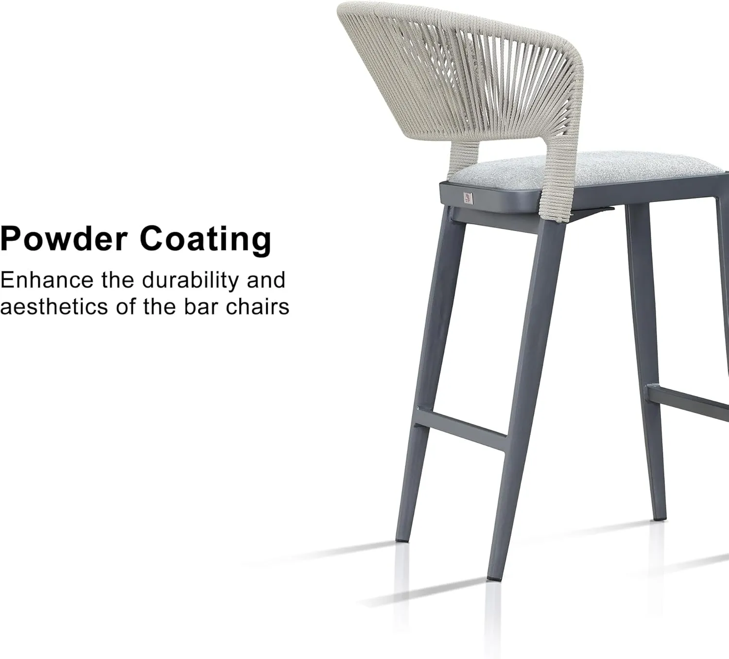 PURPLE LEAF Counter Height Bar Stool Set of 2 Outdoor Bar Stools Modern Bar Height Stools Wicker Barstools for Kitchen Island Dark Gray Island Chair