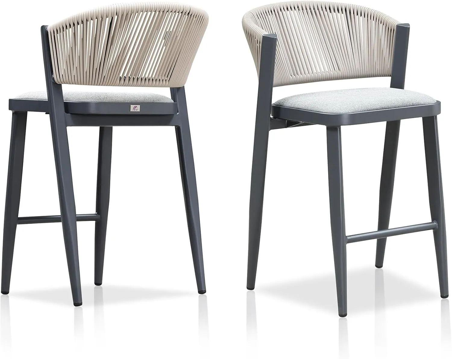 PURPLE LEAF Counter Height Bar Stool Set of 2 Outdoor Bar Stools Modern Bar Height Stools Wicker Barstools for Kitchen Island Gray Island Chair