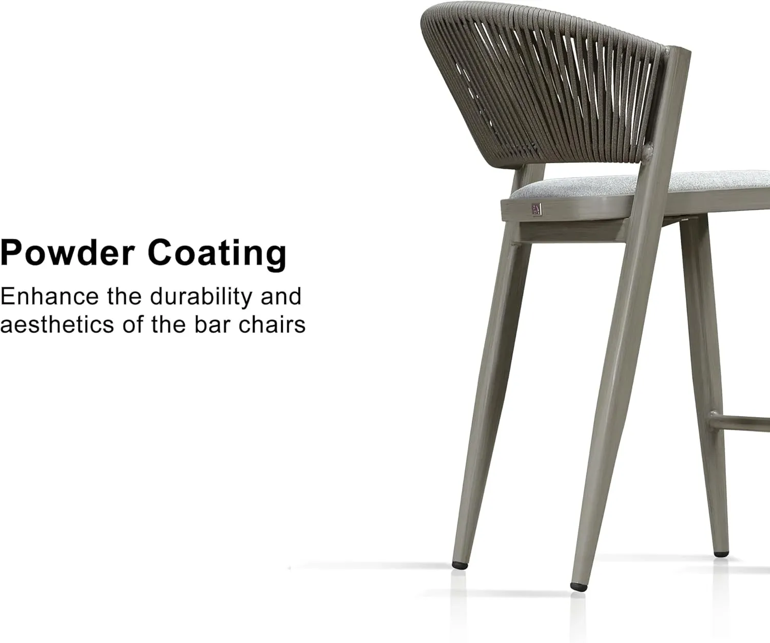 PURPLE LEAF Counter Height Bar Stool Set of 2 Outdoor Counter Stool with Footrest Patio Bar Height Stools Wicker Barstools for Kitchen Gray