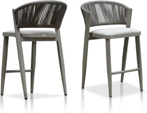 PURPLE LEAF Counter Height Bar Stool Set of 2 Outdoor Counter Stool with Footrest Patio Bar Height Stools Wicker Barstools for Kitchen Gray