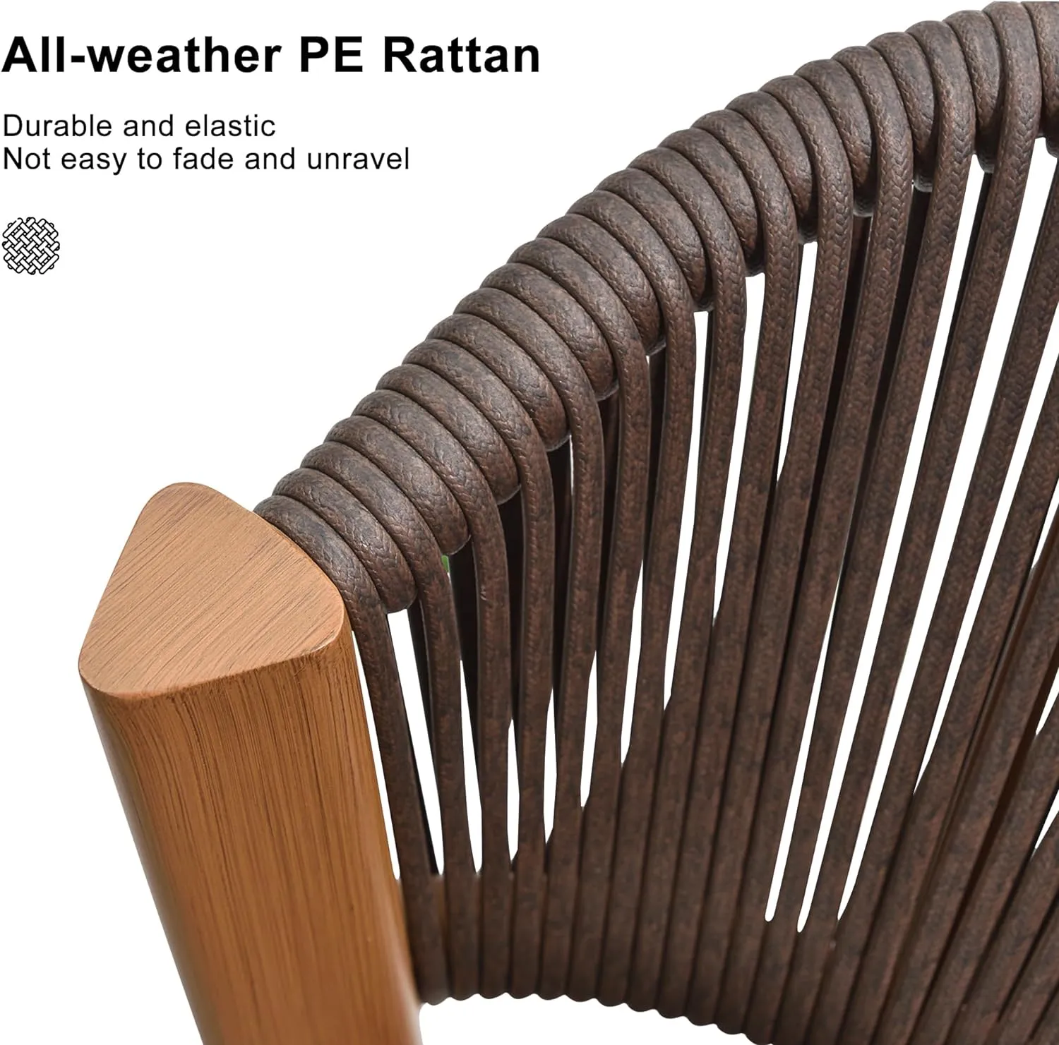 PURPLE LEAF Counter Height Bar Stool Set of 2 Outdoor Counter Stools Woven Bar Height Stools Rattan Barstools for Kitchen Brown Counter Stool