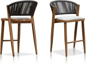 PURPLE LEAF Counter Height Bar Stool Set of 2 Outdoor Counter Stools Woven Bar Height Stools Rattan Barstools for Kitchen Brown Counter Stool