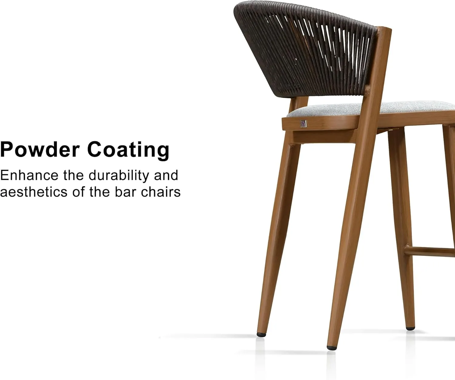 PURPLE LEAF Counter Height Bar Stool Set of 2 Outdoor Counter Stools Woven Bar Height Stools Rattan Barstools for Kitchen Brown Counter Stool