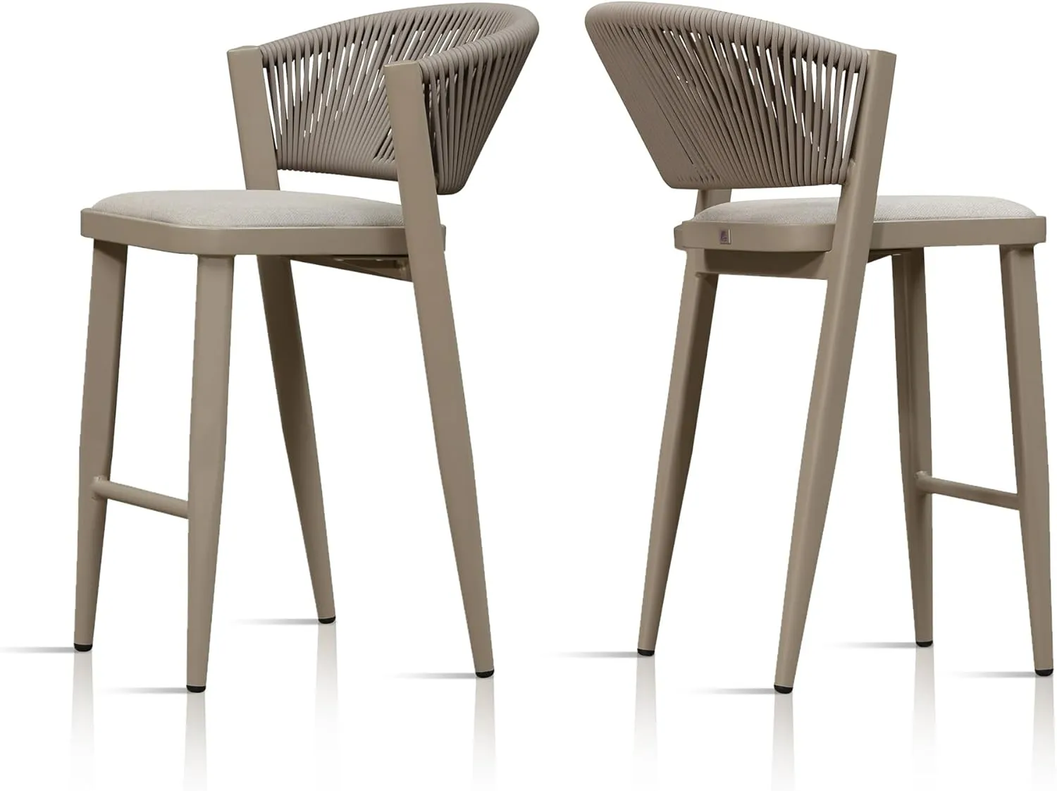 PURPLE LEAF Counter Height Bar Stool Set of 2 Patio Bar Stools Modern Bar Height Stools Wicker Bar Height Chairs for Kitchen Island Champagne Island Chairs