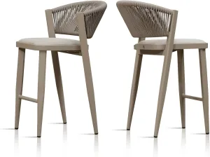 PURPLE LEAF Counter Height Bar Stool Set of 2 Patio Bar Stools Modern Bar Height Stools Wicker Bar Height Chairs for Kitchen Island Champagne Island Chairs