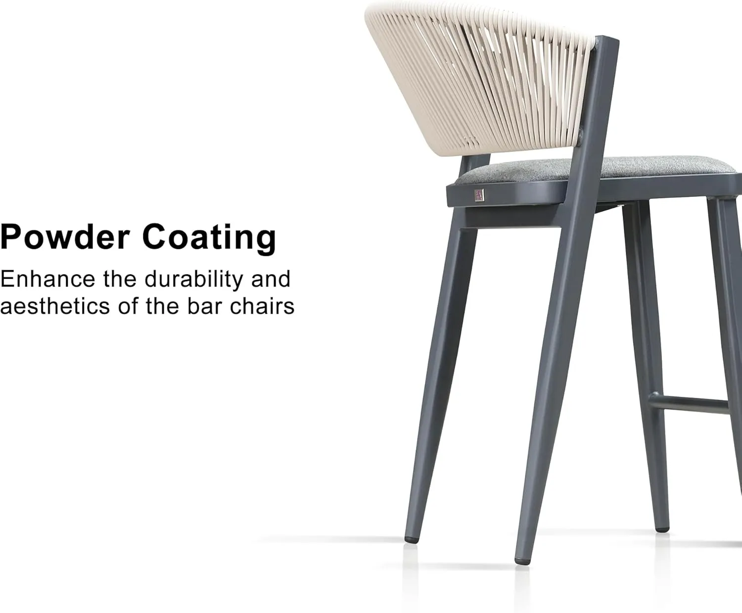 PURPLE LEAF Counter Height Bar Stool Set of 2 Patio Bar Stools Modern Bar Height Stools Wicker Barstools for Kitchen Island Gray Island Chair