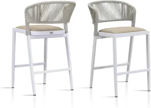 PURPLE LEAF Counter Height Bar Stool Set of 2 Woven Bar Height Stools Kitchen Island White Counter Stool