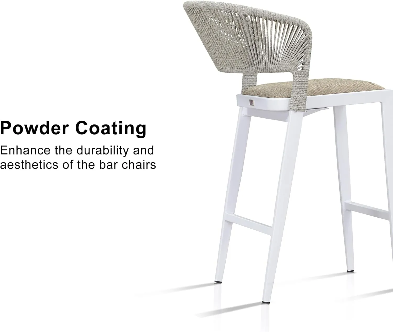 PURPLE LEAF Counter Height Bar Stool Set of 2 Woven Bar Height Stools Kitchen Island White Counter Stool