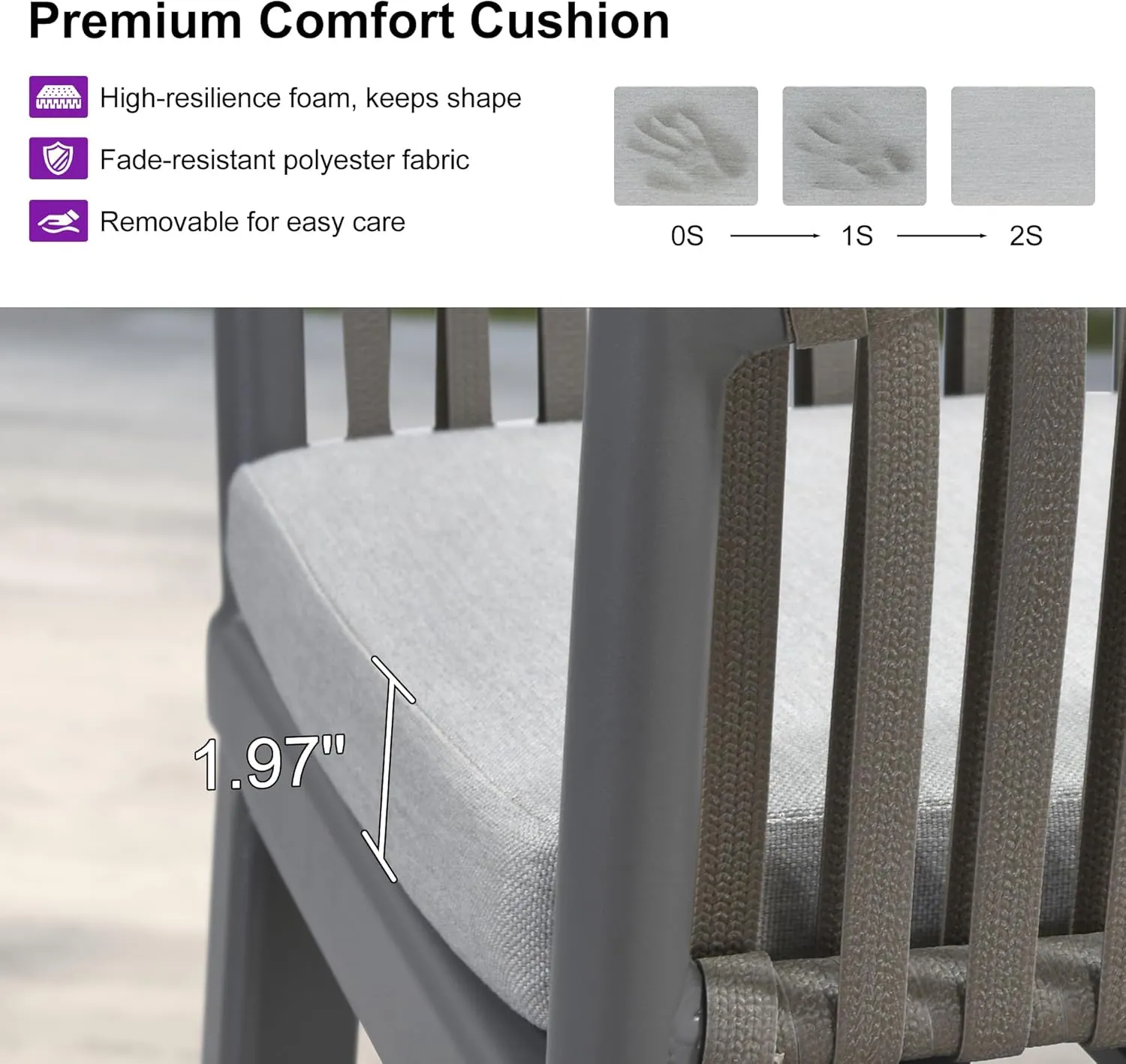 PURPLE LEAF Outdoor Bar Height Stools Set of 4 Patio Metal Modern Wicker Bar Chairs Woven Aluminum Barstools with Back and Cushions for Balcony Garden Indoor Kitchen Poolside Light Gray