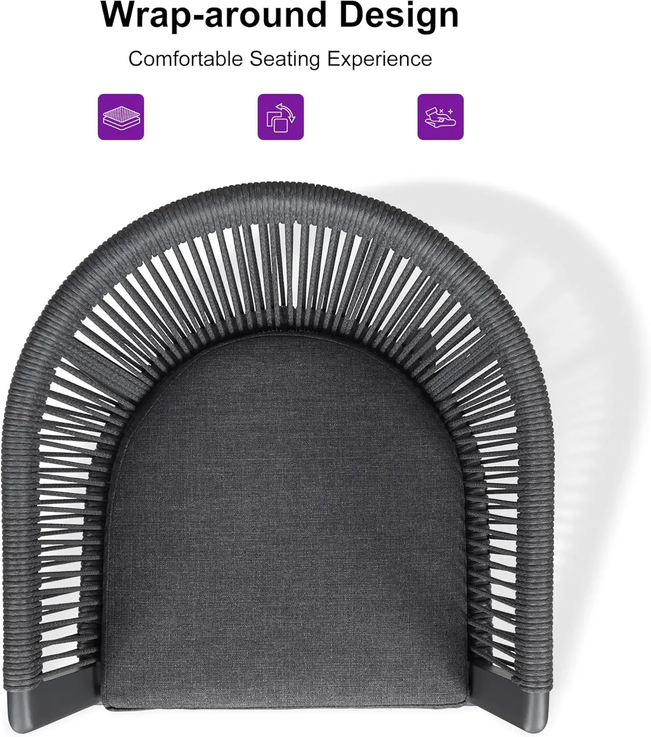 PURPLE LEAF Outdoor Bar Stools Set of 2 Wicker Bar Height Stool Bar Chairs Aluminum Barstool for Outdoor or Indoor Kitchen Balcony Lawn Grey