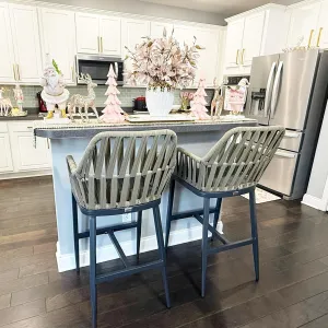 PURPLE LEAF Outdoor Counter Height Bar Stool Set of 2 Metal Barstools with Backrest Bar Height Patio Chairs Kitchen Stools for Island Dark Grey Bar Counter Stools