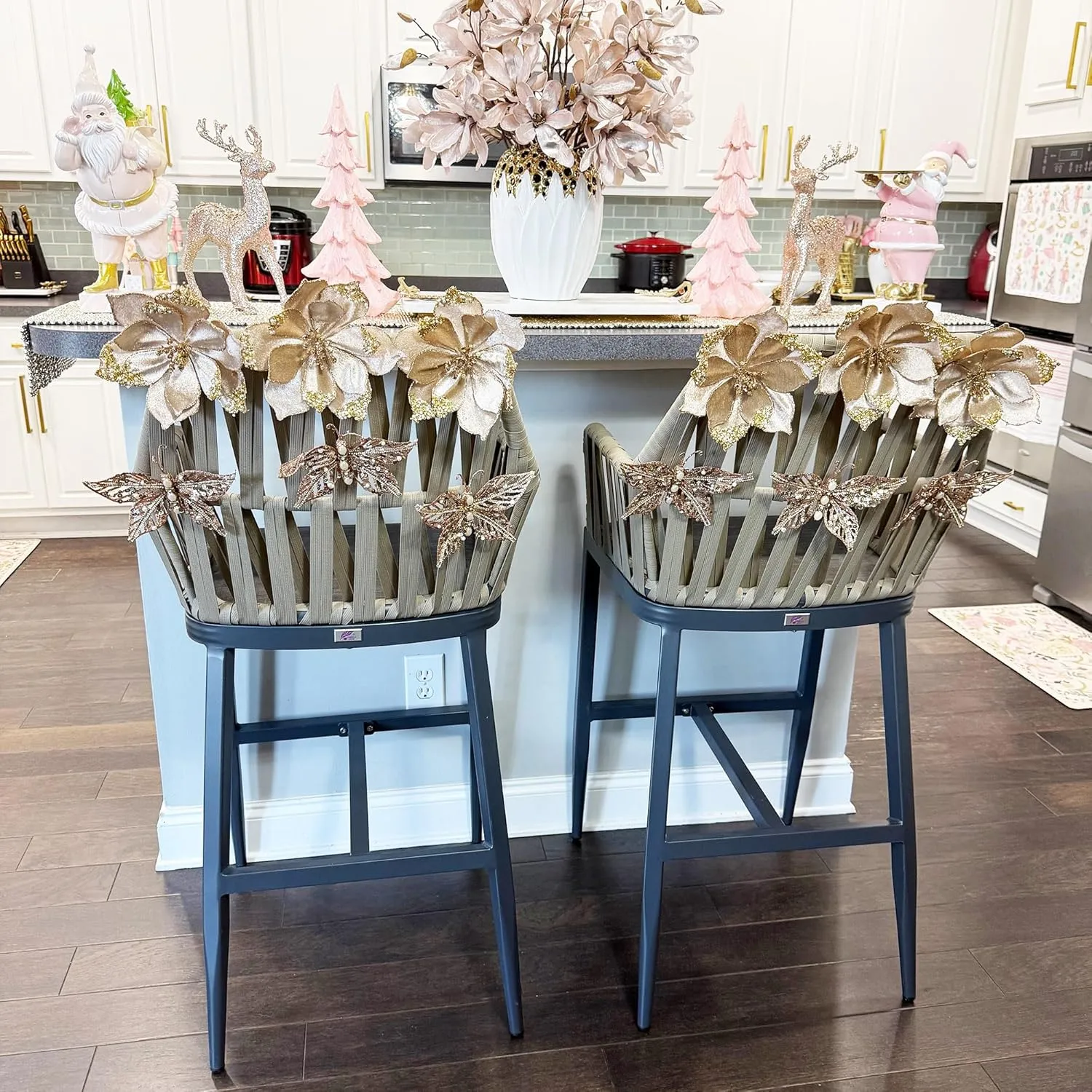 PURPLE LEAF Outdoor Counter Height Bar Stool Set of 2 Metal Barstools with Backrest Bar Height Patio Chairs Kitchen Stools for Island Dark Grey Bar Counter Stools