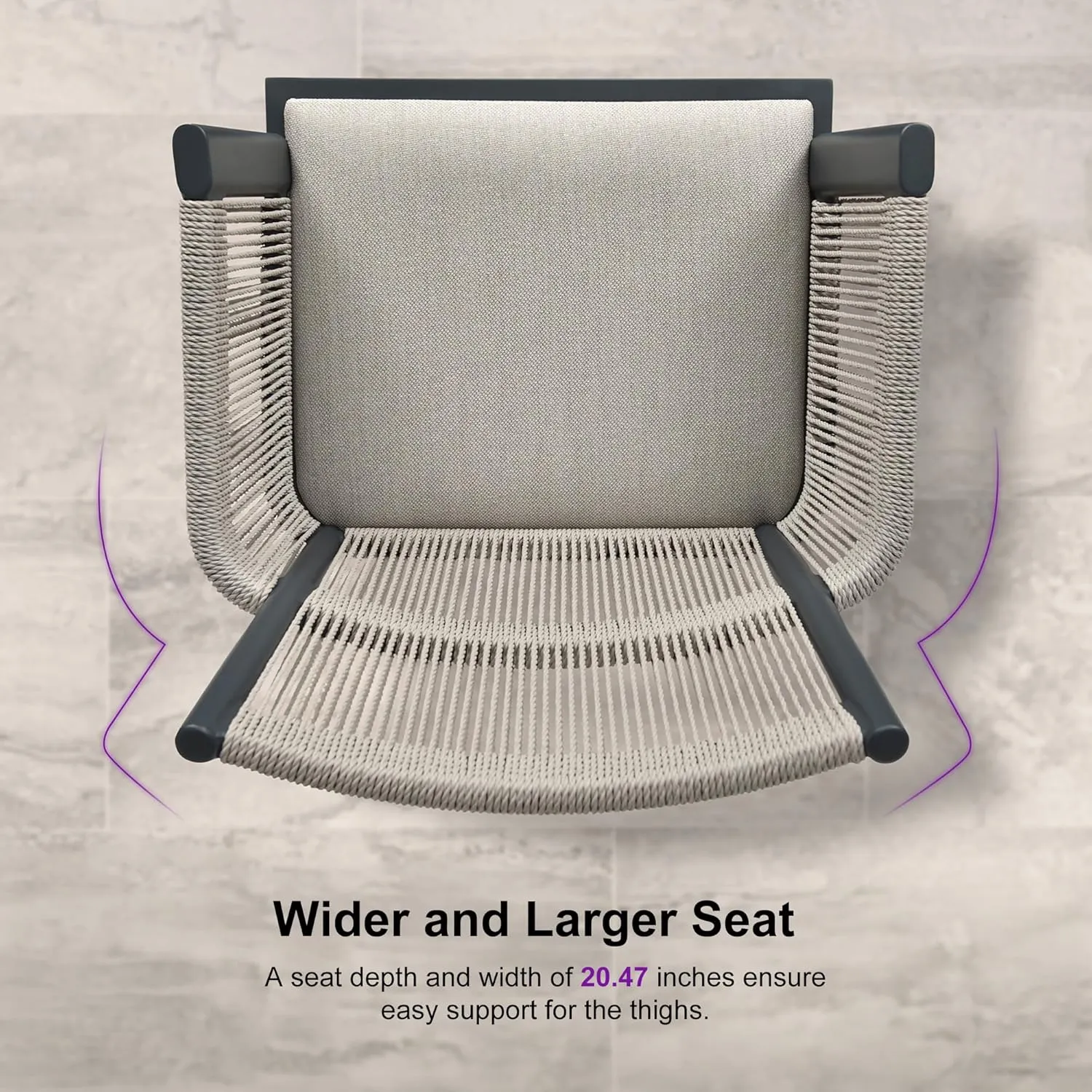 PURPLE LEAF Outdoor Counter Height Bar Stool Set of 2 Modern Bar Chairs with High Back and High Armrests Outdoor Aluminum Woven Rattan Barstools for Kitchcen Island Indoor Grey