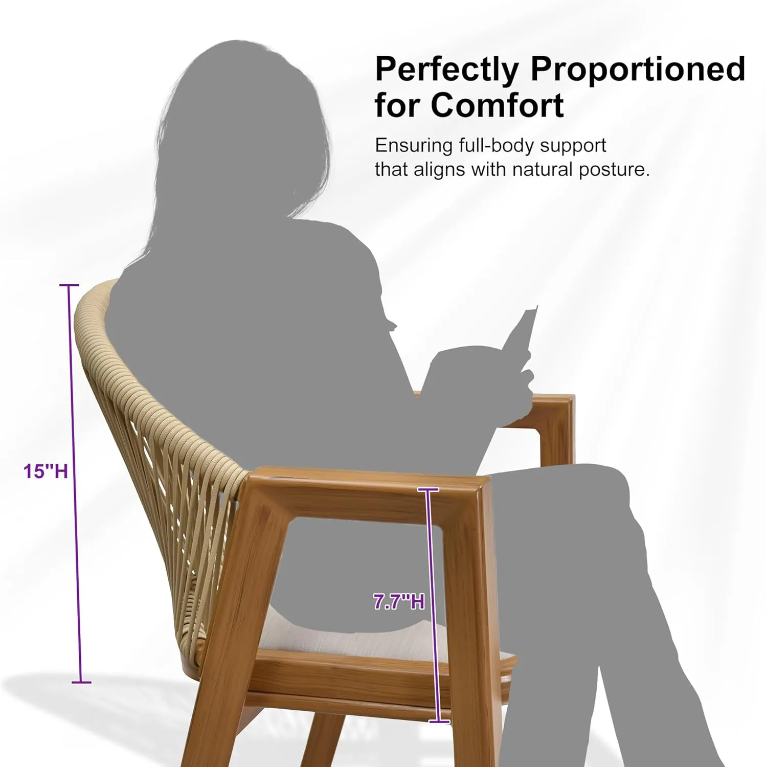 PURPLE LEAF Outdoor Wicker Bar Stool Set of 4 - Rattan Height Chairs, Aluminum Barstool for Patio, Kitchen Island, Lawn, Teak
