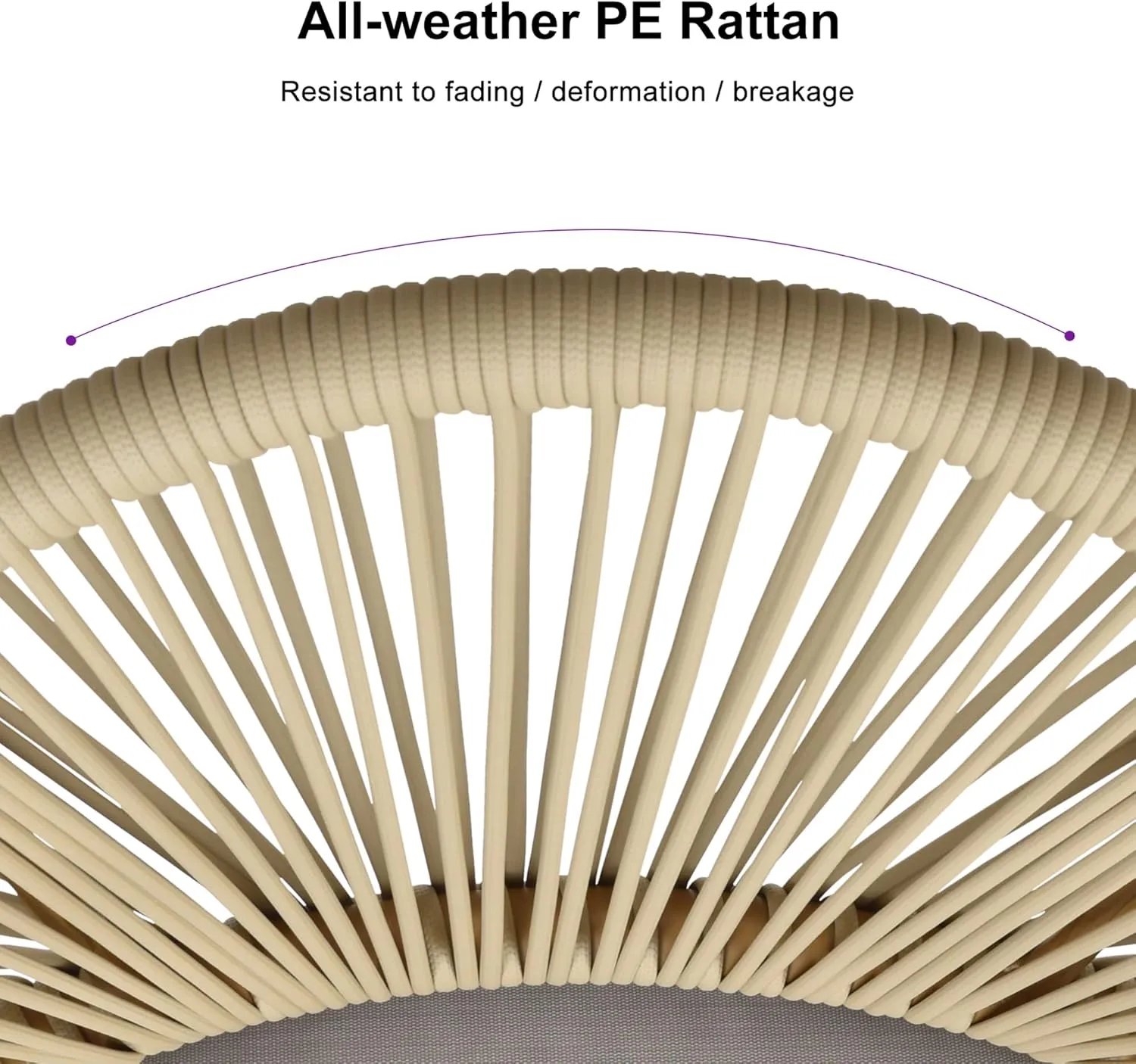 PURPLE LEAF Outdoor Wicker Bar Stool Set of 4 - Rattan Height Chairs, Aluminum Barstool for Patio, Kitchen Island, Lawn, Teak