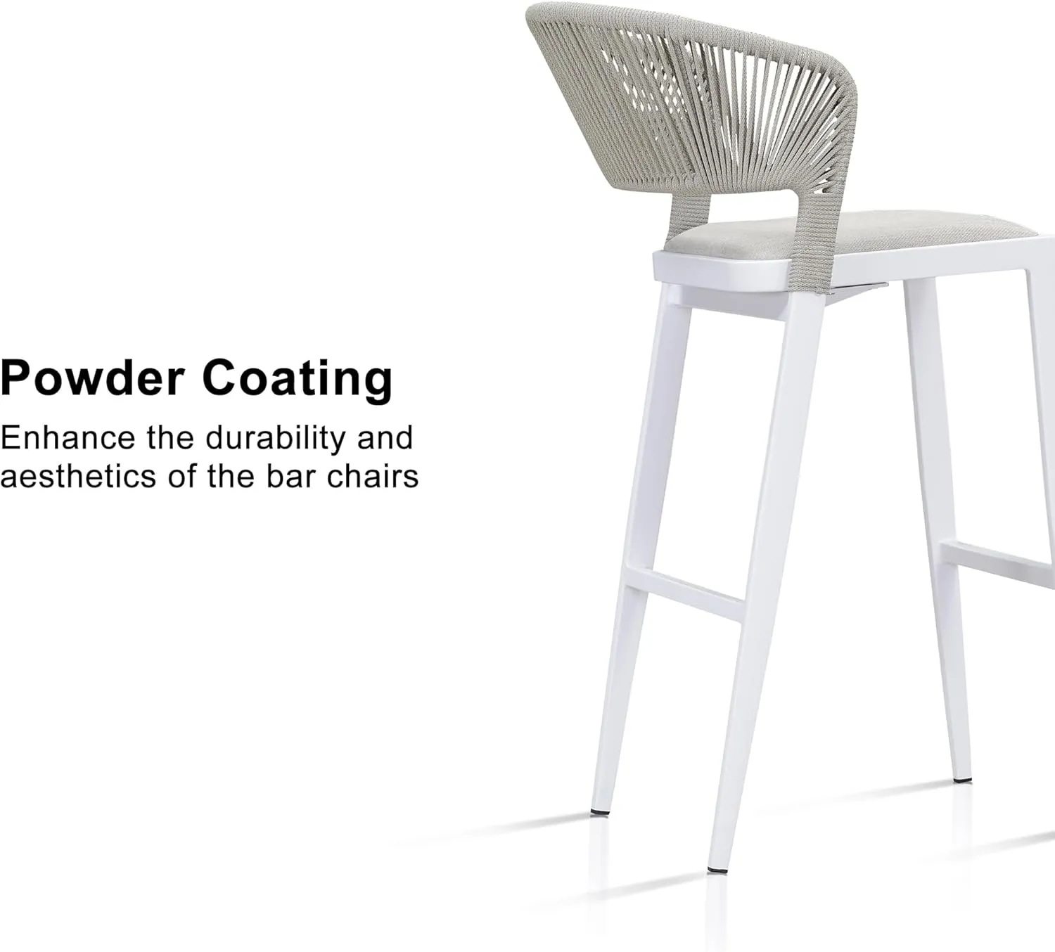 PURPLE LEAF Two Pack Bar Stools Patio Bar Stools with Back Aluminum Bar Height Stools Wicker White Barstools