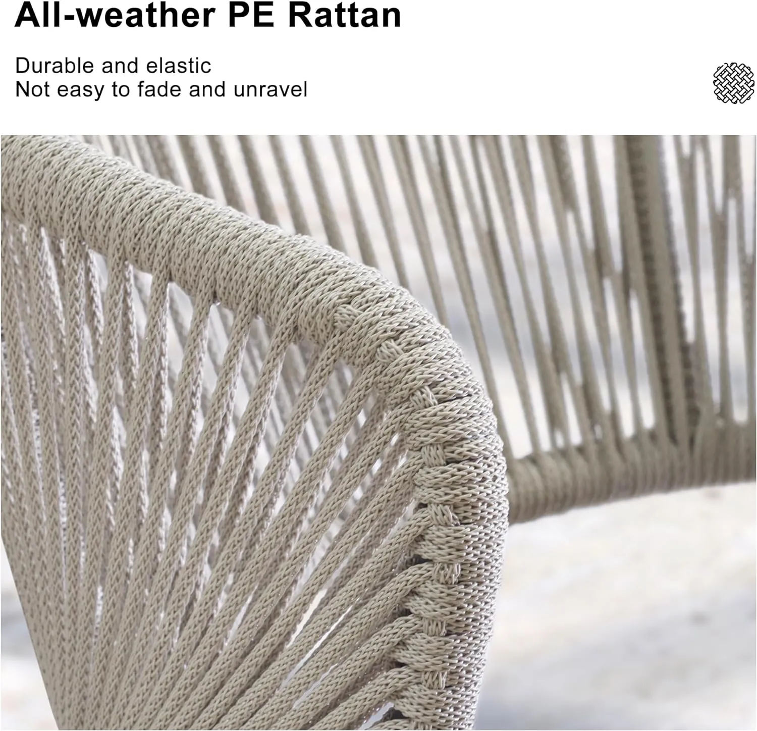 PURPLE LEAF Two Pack Bar Stools Patio Bar Stools with Back Aluminum Bar Height Stools Wicker White Barstools