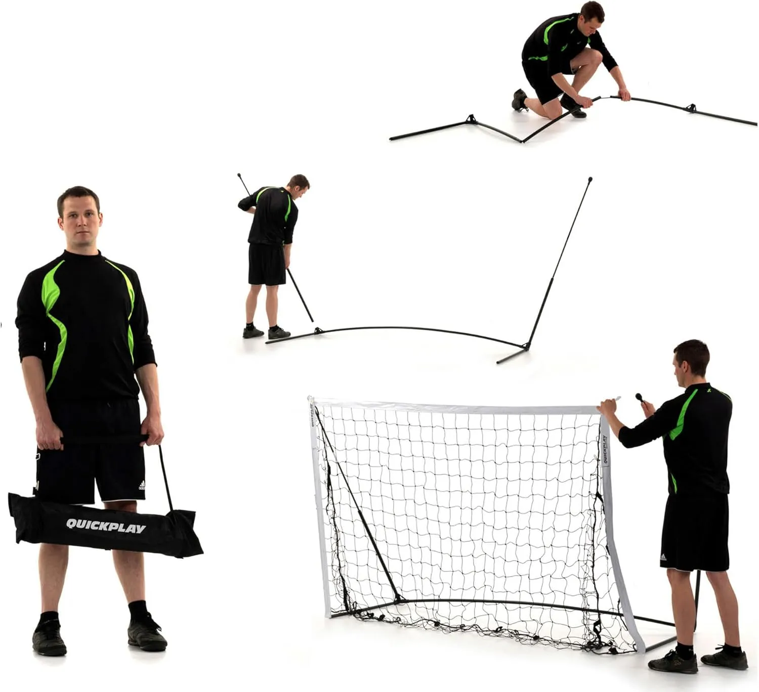 QUICKPLAY Kickster Soccer Goal Range – Ultra Portable | Quick and Easy Set Up | Includes Net and Carry Bag | Available in 7 Sizes | Backyard Soccer Net for Kids & Adults [Single Goal]