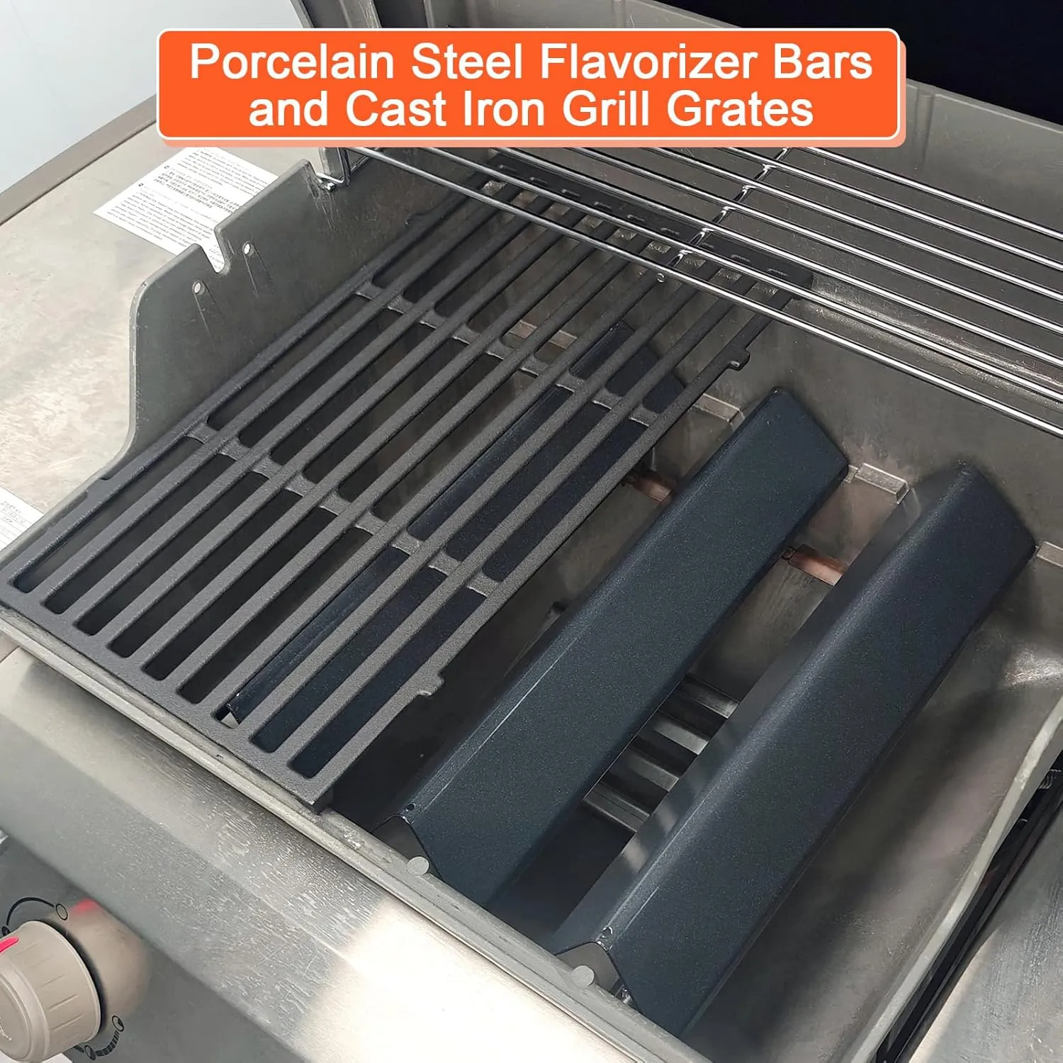 QuliMetal 7635 7637 Grill Replacements for Weber Spirit E-210, Spirit 200, GS4 Spirit II 200, Spirit II E-210 Series Grills with Front-Mounted Control, 15.3" Flavorizer Bars & 17.5" Grates