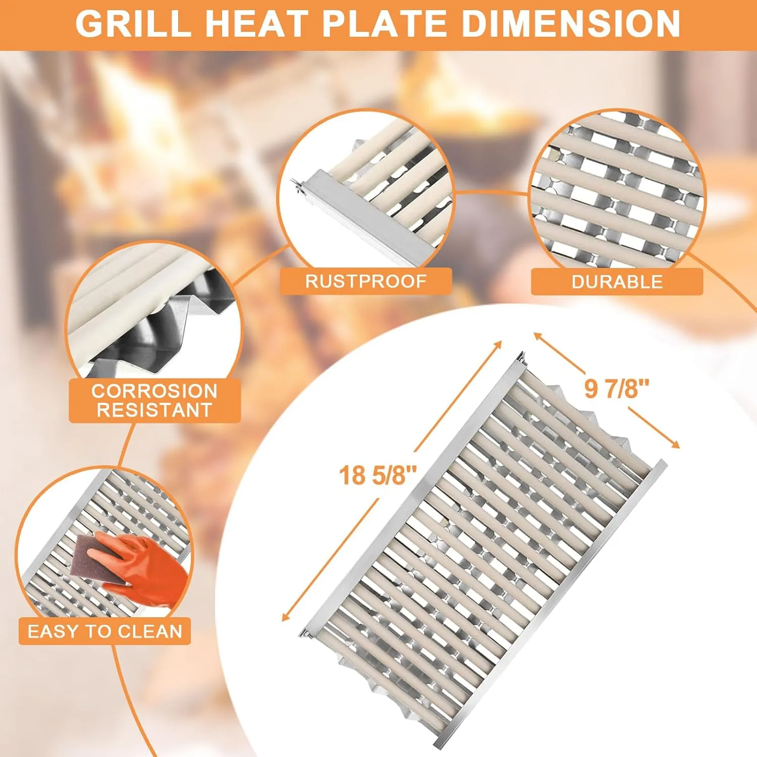 Radiant Tray with Ceramic Rod Replacement Parts for DCS BBQ Grill Parts, Heat Shield Plates/Grill Deflector Plates for DCS BGA27, BGA36, BGB36, BGB48, 27DBQ, 36DBQ, 48DBQ, DCS48DS-BQRN, 3PCS
