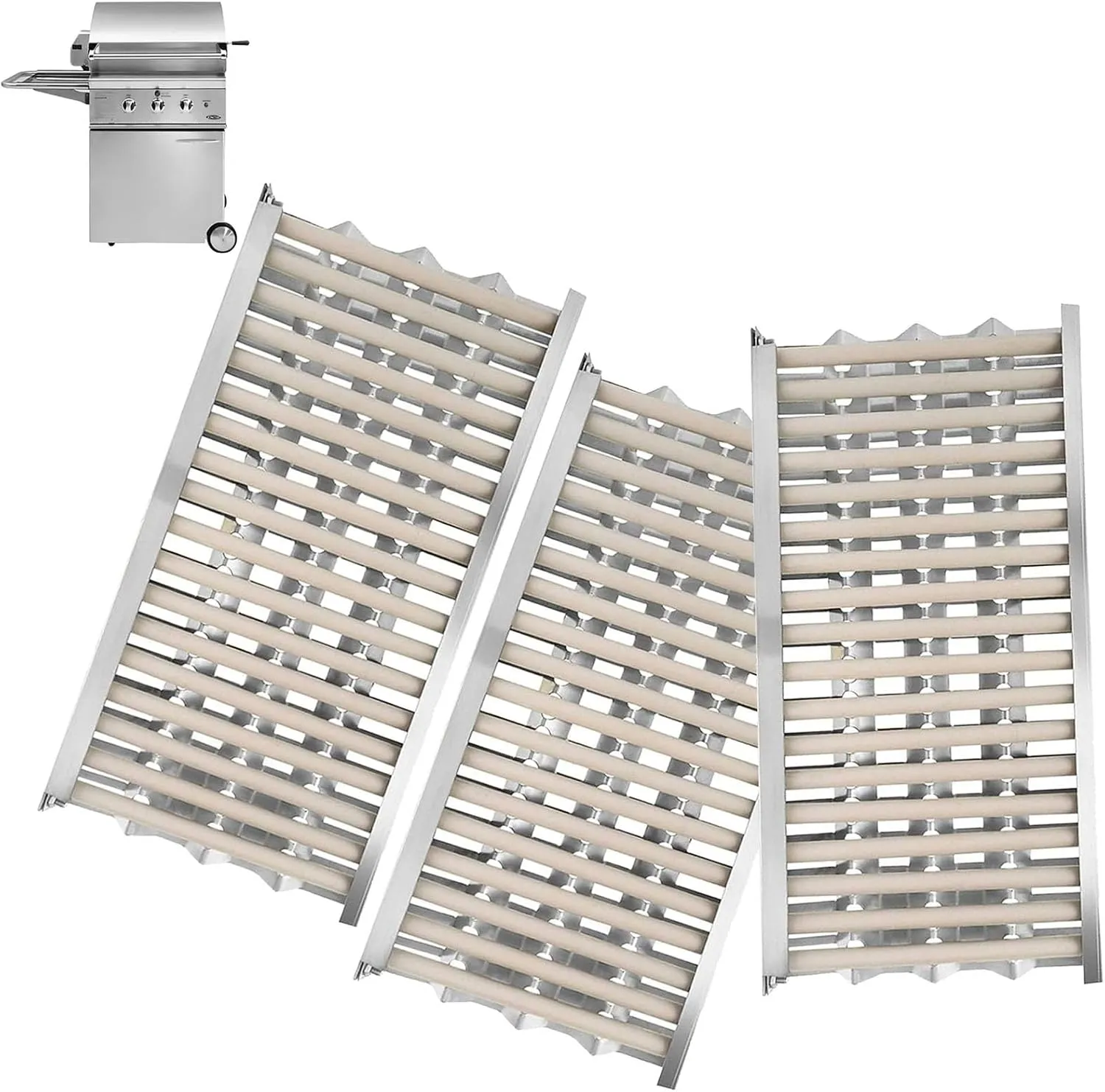 Radiant Tray with Ceramic Rod Replacement Parts for DCS BBQ Grill Parts, Heat Shield Plates/Grill Deflector Plates for DCS BGA27, BGA36, BGB36, BGB48, 27DBQ, 36DBQ, 48DBQ, DCS48DS-BQRN, 3PCS